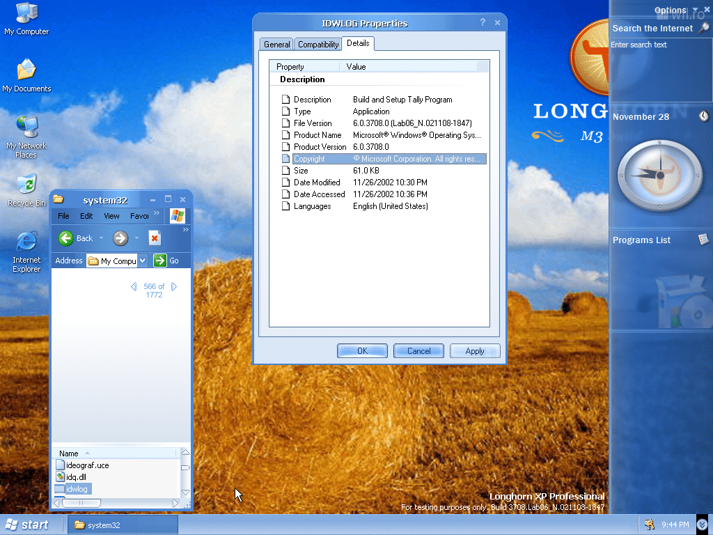 Windows Longhorn XP Professional Build 3706