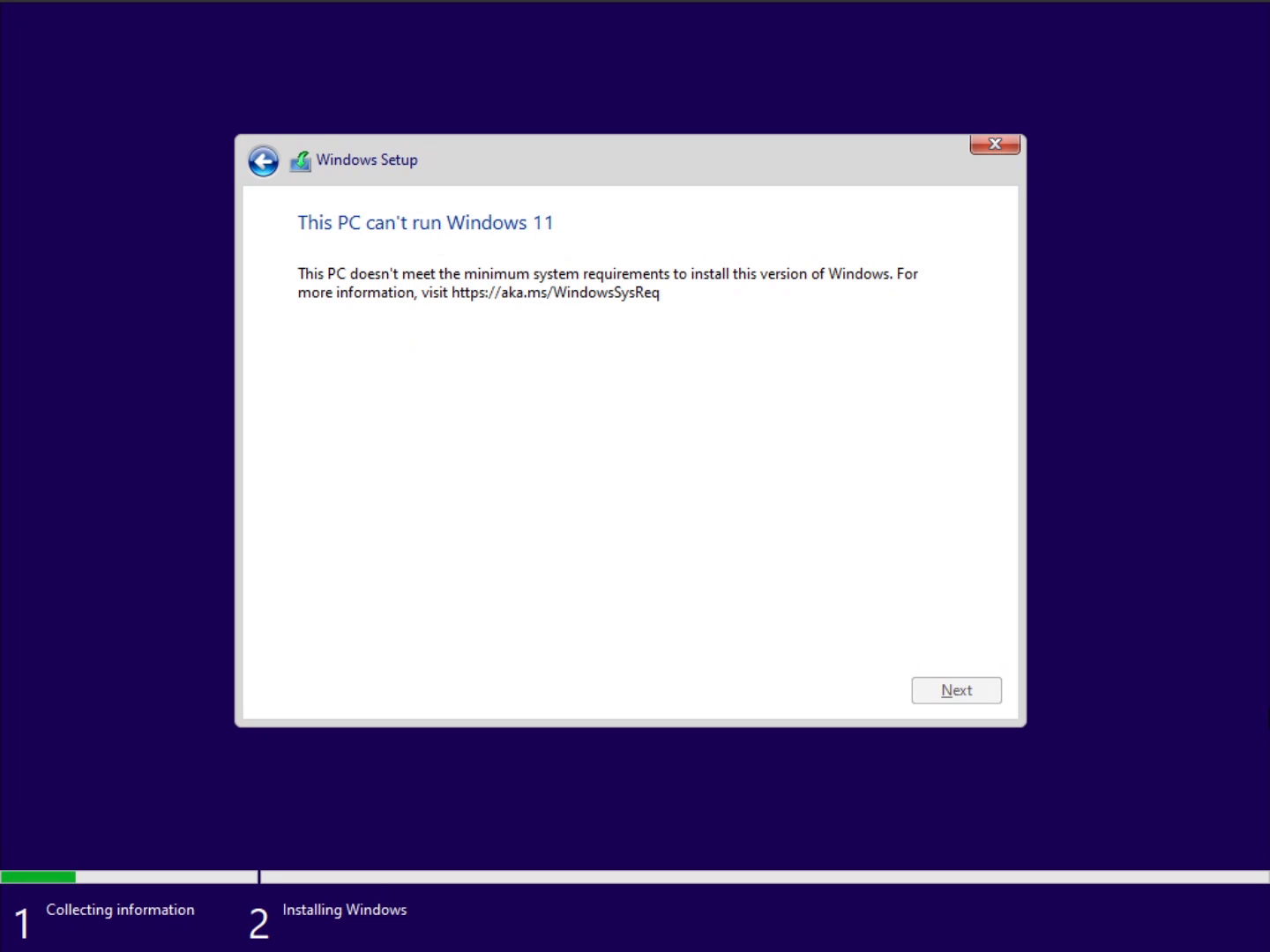 Cum instalezi Windows 11 pe orice PC - Eroare la instalare
