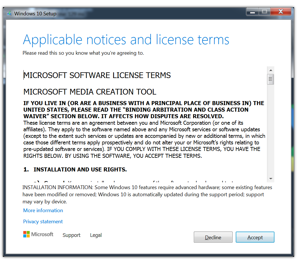 Cum facem upgrade gratuit de la Windows 7 la Windows 10 - Termenii și condițiile Asistentului de Instalare