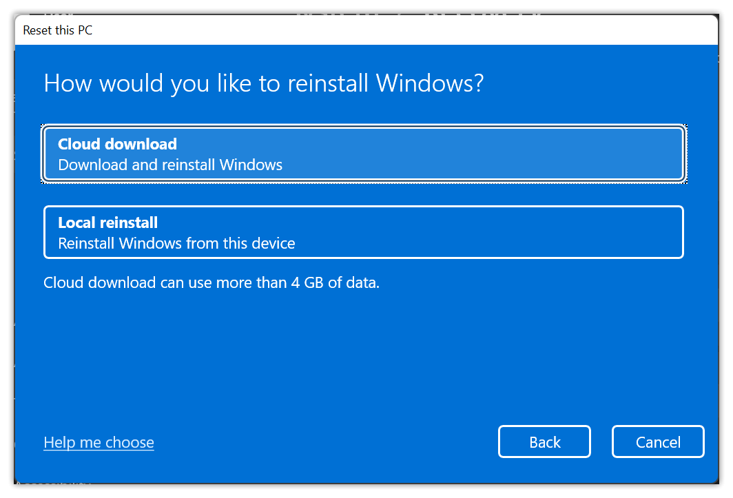 Cum se resetează Windows 11