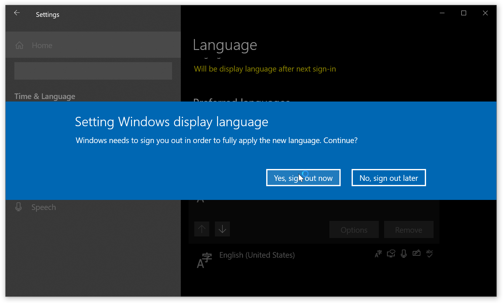 Cum faci interfața Windows 10 în limba română - Sign out